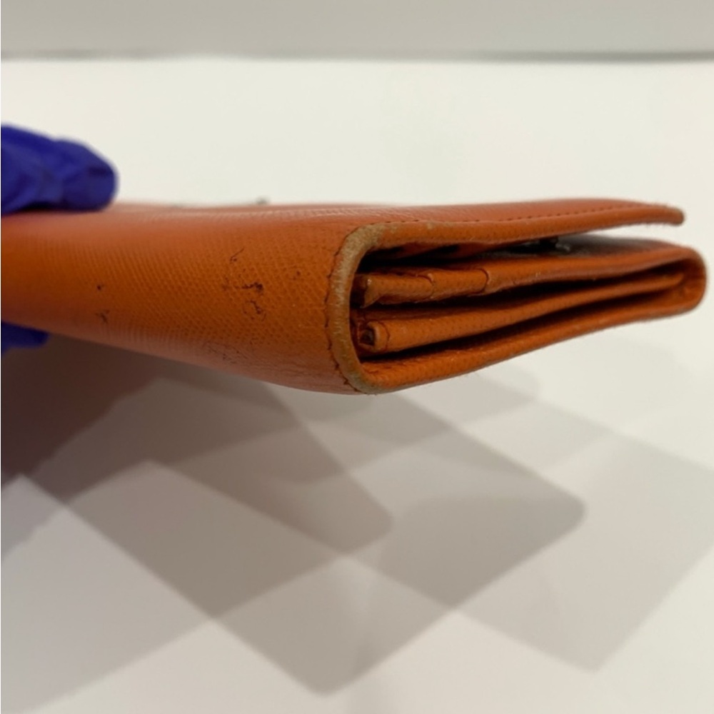 Prada Orange Leather Bifold Long Wallet  (Gently used, rubbing, marks) - Picture 6 of 10
